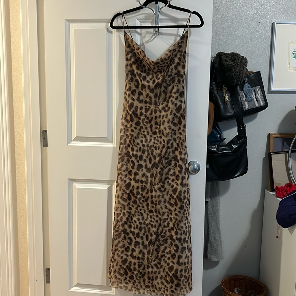 Zara leopard print cowl neck dresss